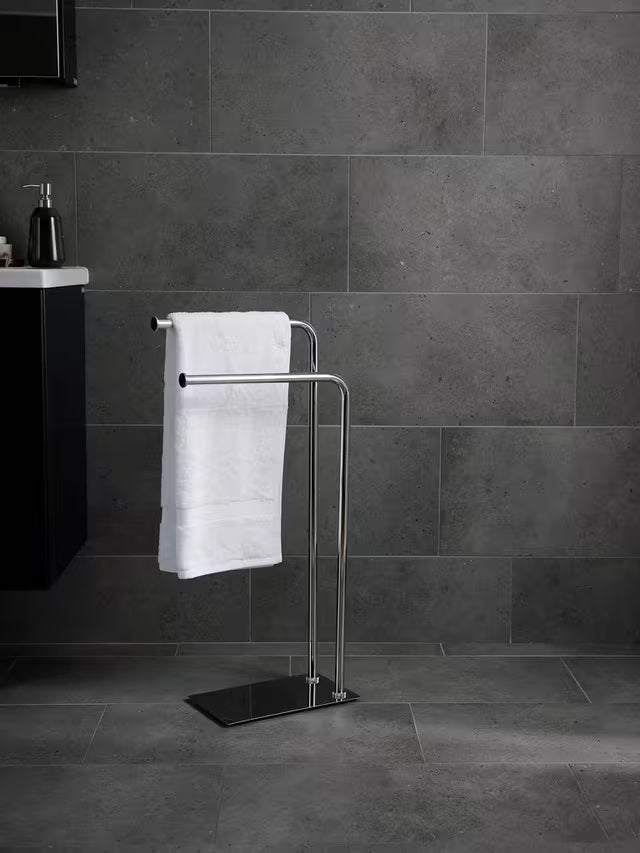 John Lewis Lux 2 Tier Small Bathroom Towel Stand H76cm - Stainless Steel