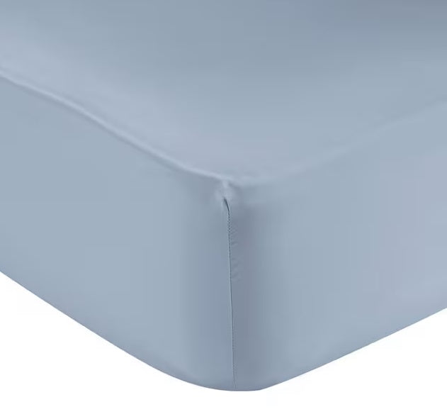 John Lewis Egyptian Cotton Sateen Ice Blue Deep Fitted Sheet - Super King