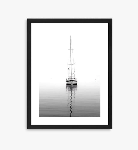 John Lewis Yacht Framed Photographic Print & Mount 66 x 52cm - Black/White - Kazoop 