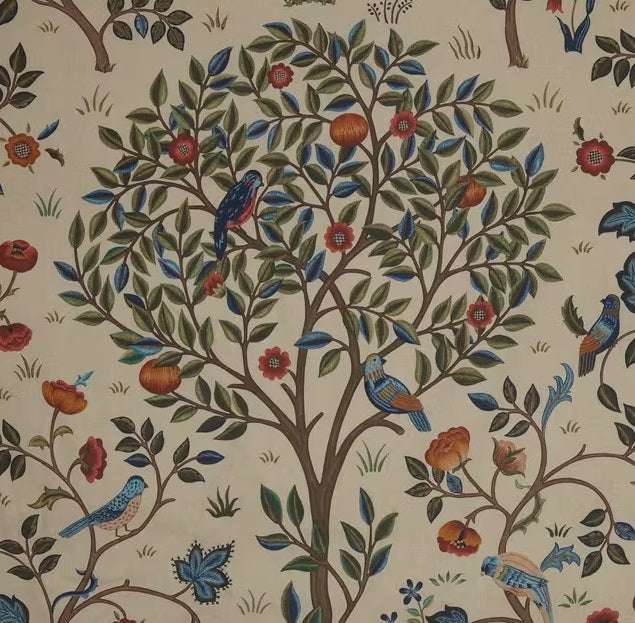 Morris & Co. Kelmscott Tree Pair Lined Pencil Pleat Curtains W167xDrop 274cm - Kazoop 