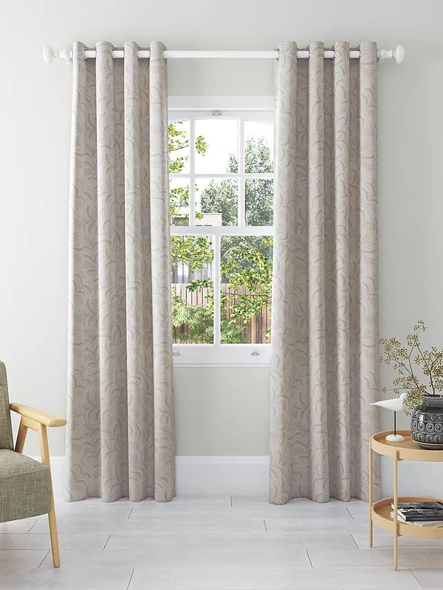 John Lewis Jouvene Weave Blackout Lined Eyelet Curtains 228 x 137cm -Natural - Kazoop 