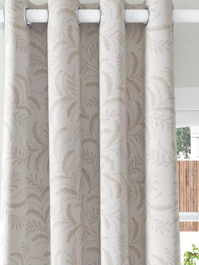 John Lewis Jouvene Weave Blackout Lined Eyelet Curtains 228 x 137cm -Natural - Kazoop 