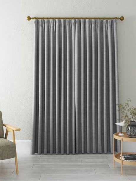 John Lewis Textured Pair Blackout Pencil Pleat Curtains W228 x D182cm Storm