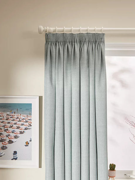 John Lewis Textured Weave Pair Thermal Pencil Pleat W228 x D274cm Duck Egg - Kazoop 