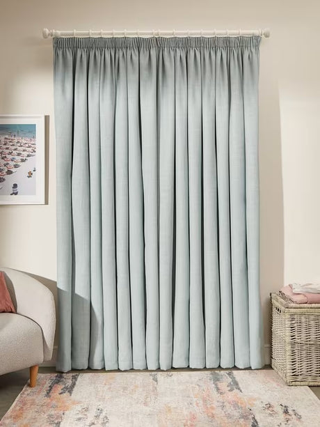 John Lewis Textured Thermal Pencil Pleat Curtains 228 x 228cm - Duck Egg - Kazoop 