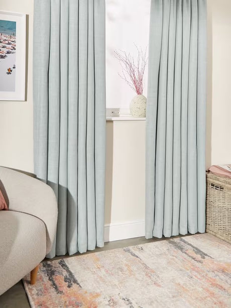 John Lewis Textured Thermal Pencil Pleat Curtains 228 x 228cm - Duck Egg - Kazoop 