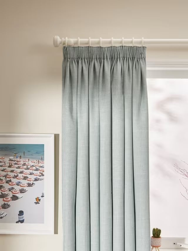 John Lewis Textured Thermal Pencil Pleat Curtains 228 x 228cm - Duck Egg - Kazoop 