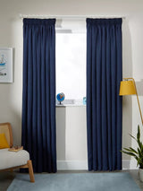 John Lewis Textured Blackout/Thermal Pencil Pleat Curtains 228x274cm - Navy