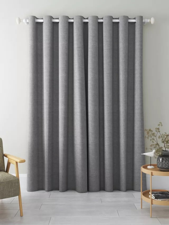 John Lewis Textured Pair Blackout/Thermal Eyelet Curtains 228x274cm - Storm - Kazoop 