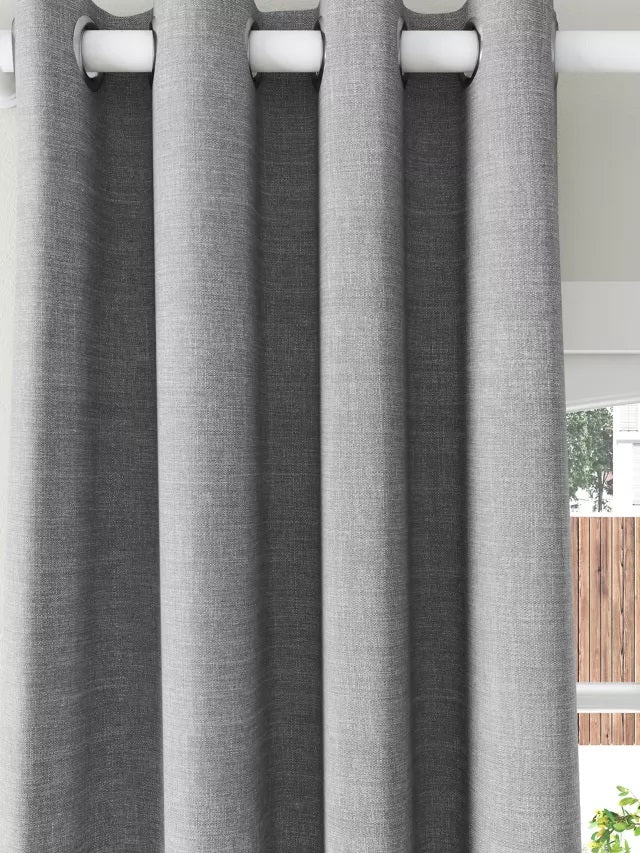 John Lewis Textured Pair Blackout/Thermal Eyelet Curtains 228x274cm - Storm - Kazoop 