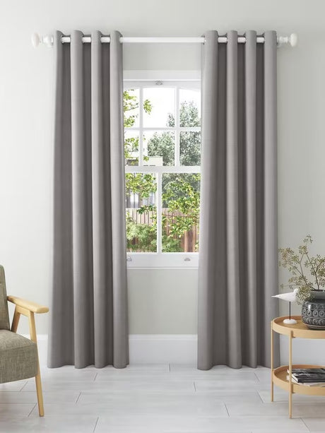 John Lewis Textured Blackout Lined Eyelet Curtains W167 x D274cm - Pale Grey