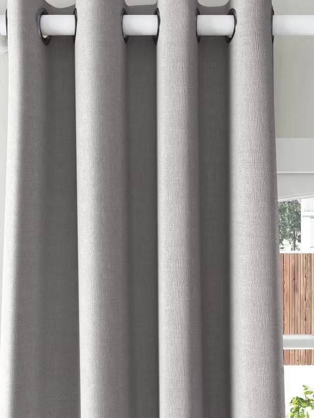 John Lewis Textured Blackout Lined Eyelet Curtains W167 x D274cm - Pale Grey