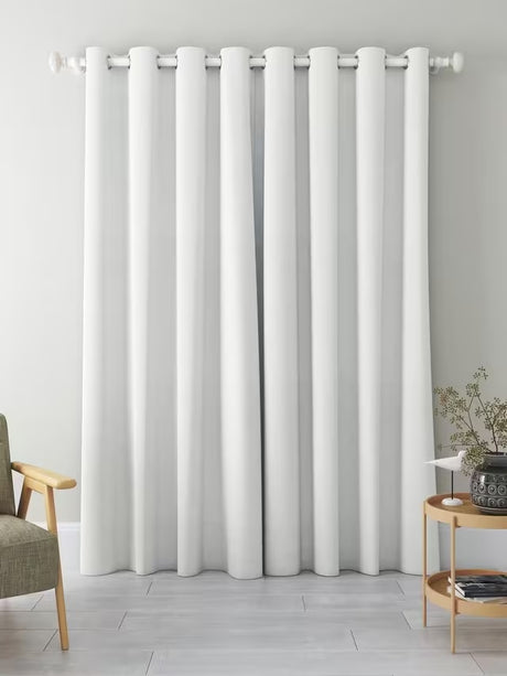 John Lewis Textured Blackout Lined Eyelet Curtains W167 x D274cm - White