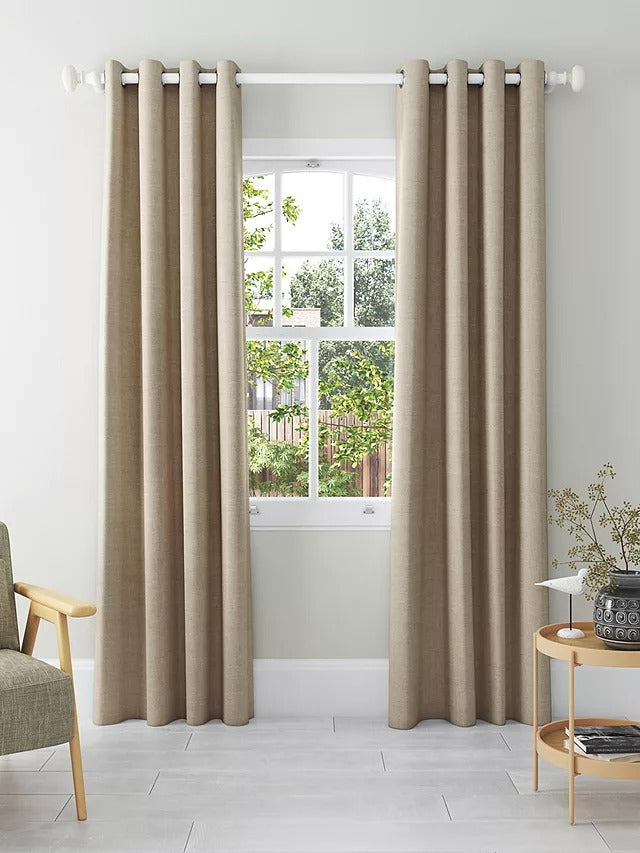 John Lewis Textured Weave Pair Lined Eyelet Curtains 167 X 274 cm - Natural - Kazoop 