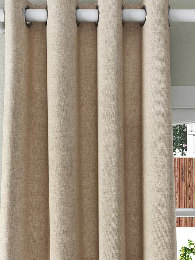 John Lewis Textured Weave Pair Lined Eyelet Curtains 167 X 274 cm - Natural - Kazoop 