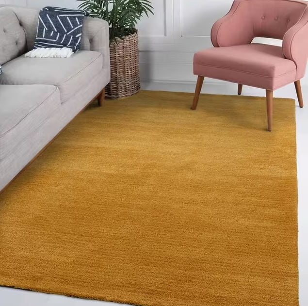 John Lewis ANYDAY Plain Easy Care Rectangular Rug L230 x W160cm - Mustard