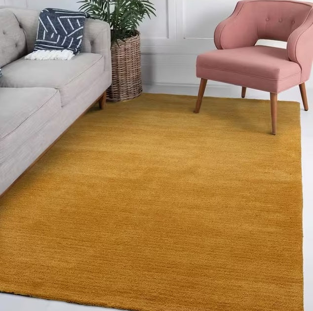 John Lewis ANYDAY Plain Easy Care Rectangular Rug 300 x 200cm - Mustard