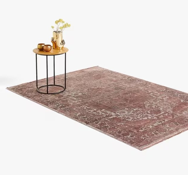 John Lewis Traditional Medallion Fade Rectangular Rug 230 x 160cm Dusk Pink