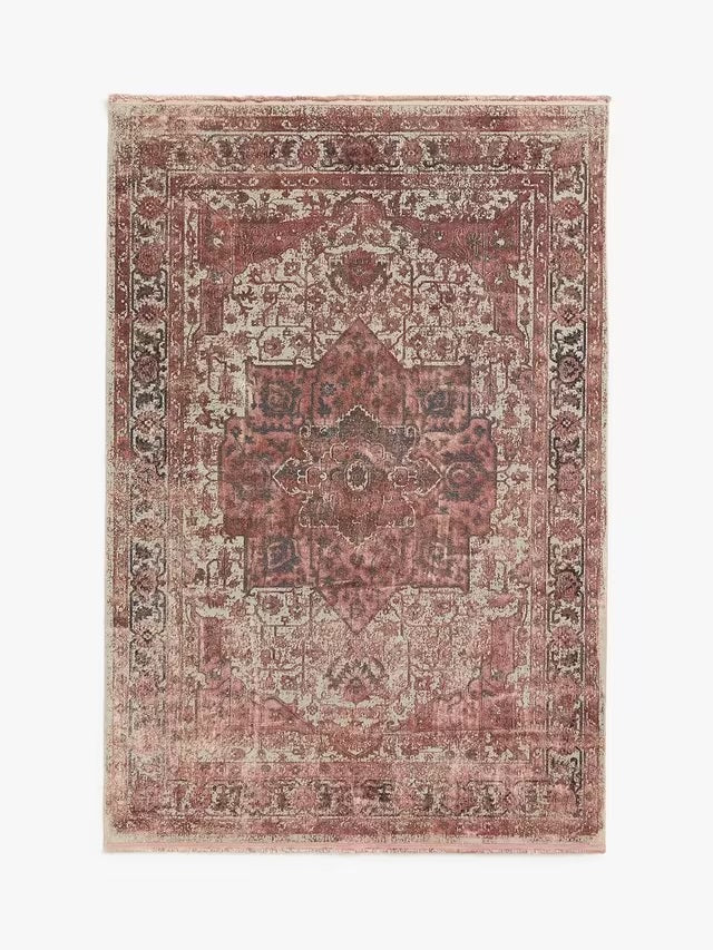 John Lewis Traditional Medallion Fade Rectangular Rug 230 x 160cm Dusk Pink