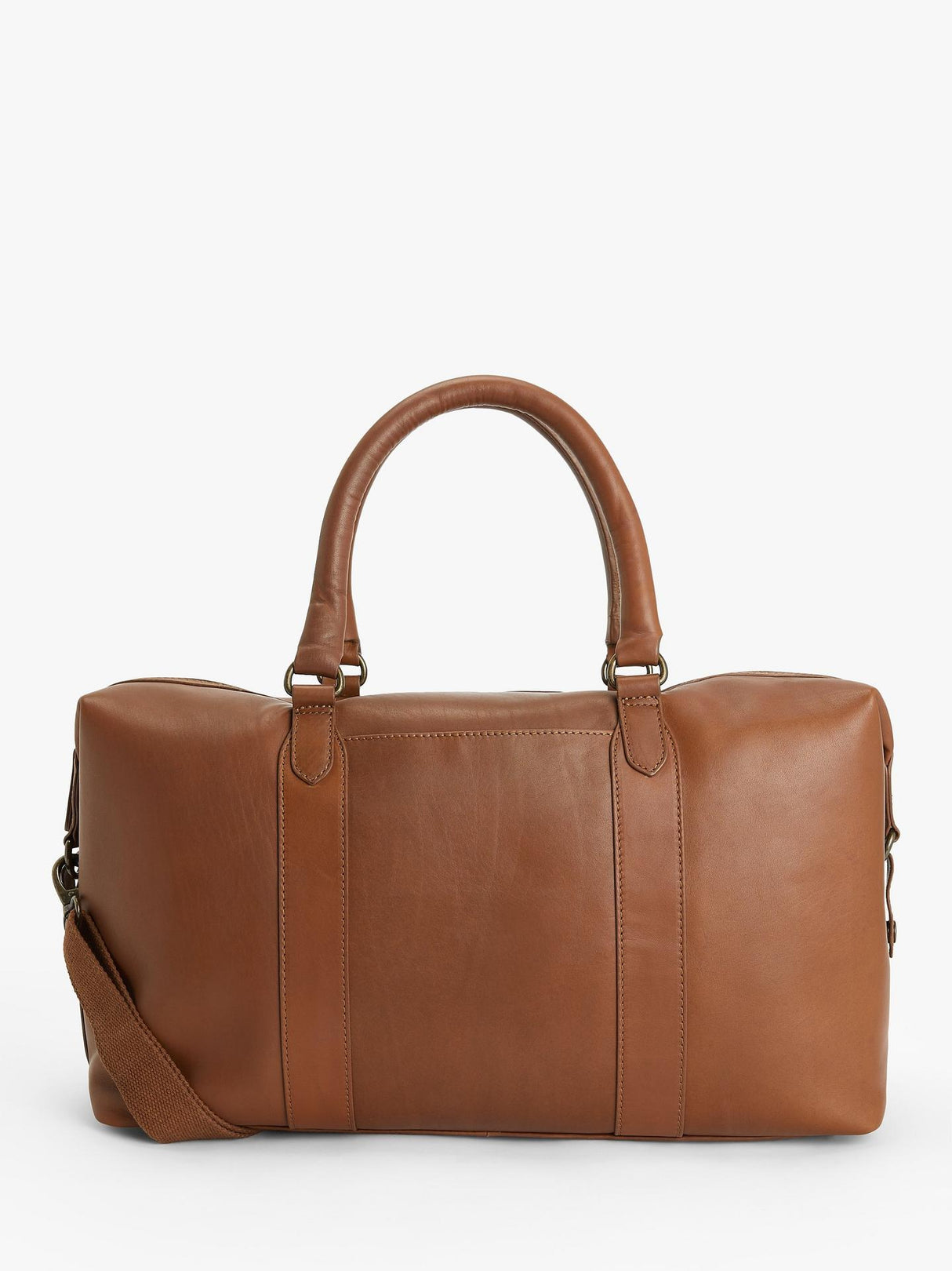 John Lewis Edinburgh Full-Grain Leather Holdall Bag H28 x W48 x D19cm - Tan