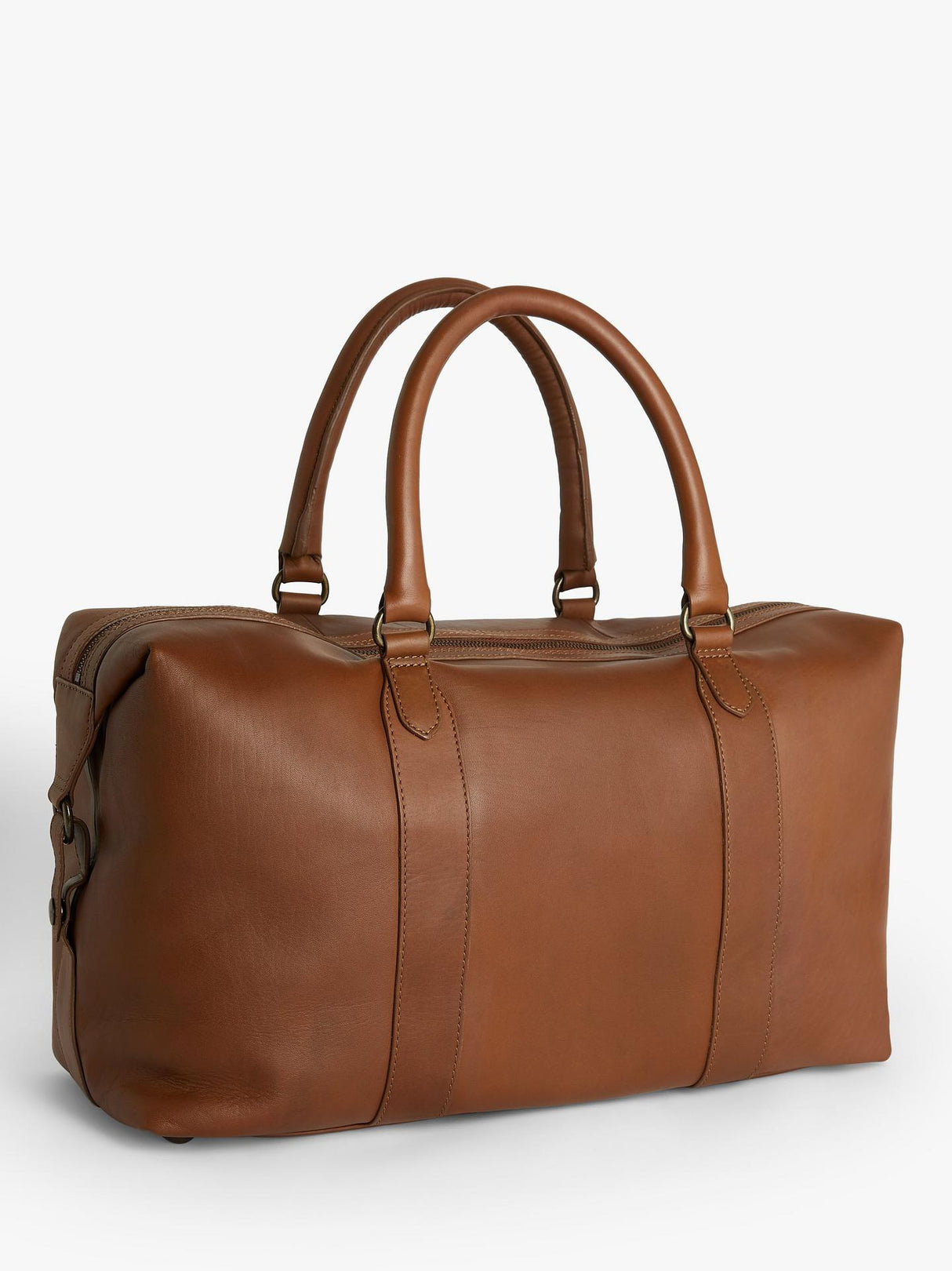 John Lewis Edinburgh Full-Grain Leather Holdall Bag H28 x W48 x D19cm - Tan
