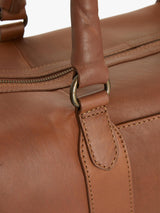 John Lewis Edinburgh Full-Grain Leather Holdall Bag H28 x W48 x D19cm - Tan