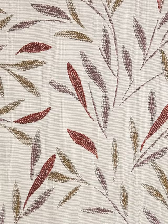 John Lewis Langley Leaf Lined Pencil Pleat Curtains 228 x 137cm - Rosehip