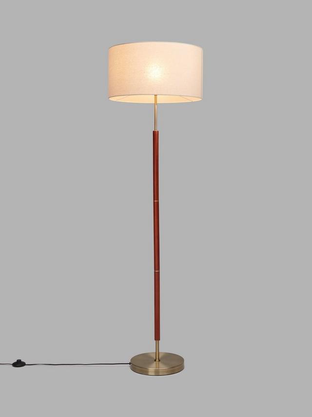 John Lewis Hamilton Floor Lamp H163 x Dia.48.3cm Walnut Stain/Antique Brass