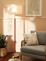 John Lewis Hamilton Floor Lamp H163 x Dia.48.3cm Walnut Stain/Antique Brass
