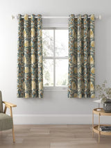 Morris & Co. Pimpernel Pair Thermal Lined Eyelet Curtains 167 x 137cm - Teal