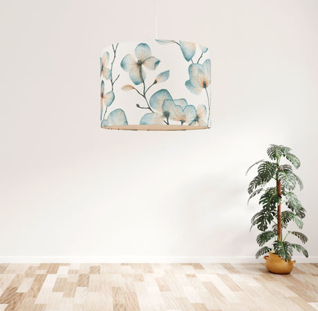 Harlequin Kienze Cotton Floral Modern Drum Lampshade H20 x Dia.30cm - Teal