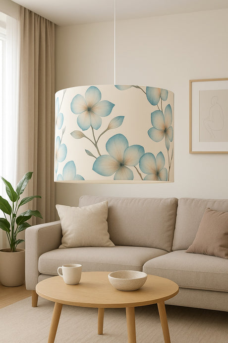 Harlequin Kienze Cotton Floral Modern Drum Lampshade H20 x Dia.30cm - Teal