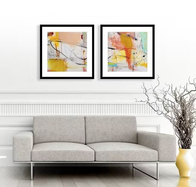 Natasha Barnes 'Retrospect' Framed Print & Mount 61.5 x 61.5cm Set of 2