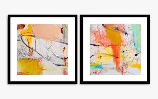 Natasha Barnes 'Retrospect' Framed Print & Mount 61.5 x 61.5cm Set of 2