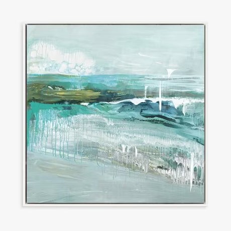 Grace Rowan 'Beneath the Surface' Framed Canvas Print 104 x 104cm - Teal