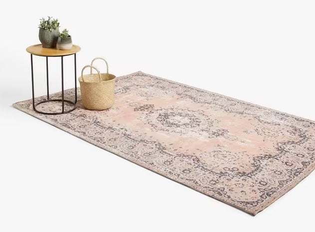 John Lewis Jaipur Traditional Design Cotton Blend Rug 300 x 200cm - Pink - Kazoop 
