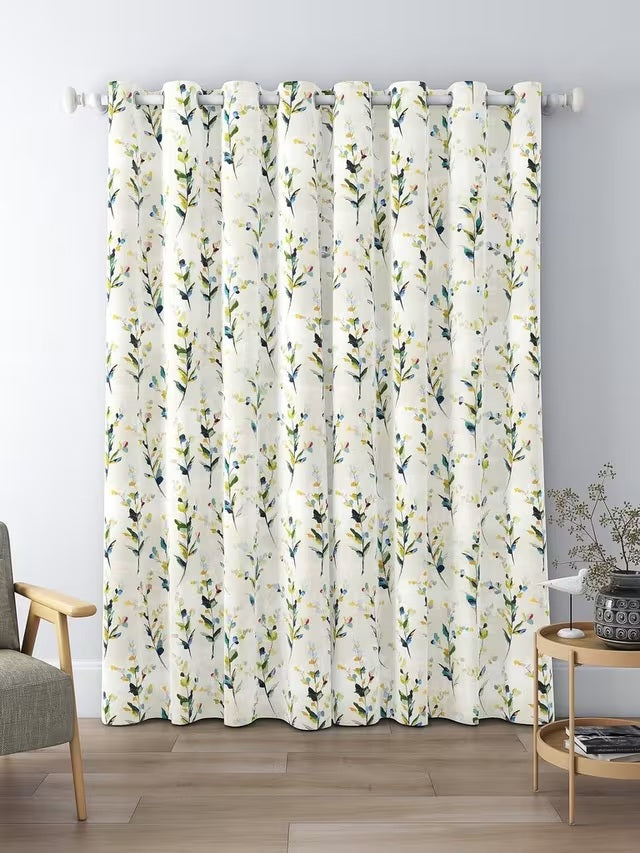 John Lewis Wildflower Blackout/Thermal Eyelet Curtains 228 x 228cm - Multi