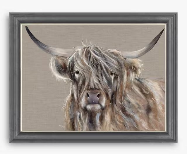 John Lewis Louise Luton 'Stornaway' Highland Cow Framed Print 90 x 116cm