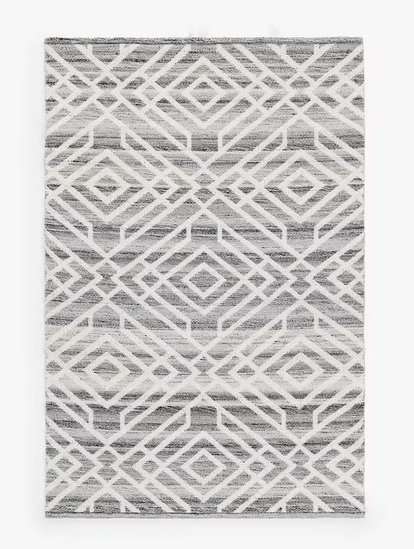 John Lewis Aztec Indoor/Outdoor Geometric Rectangular Rug 240 x 170cm - Grey