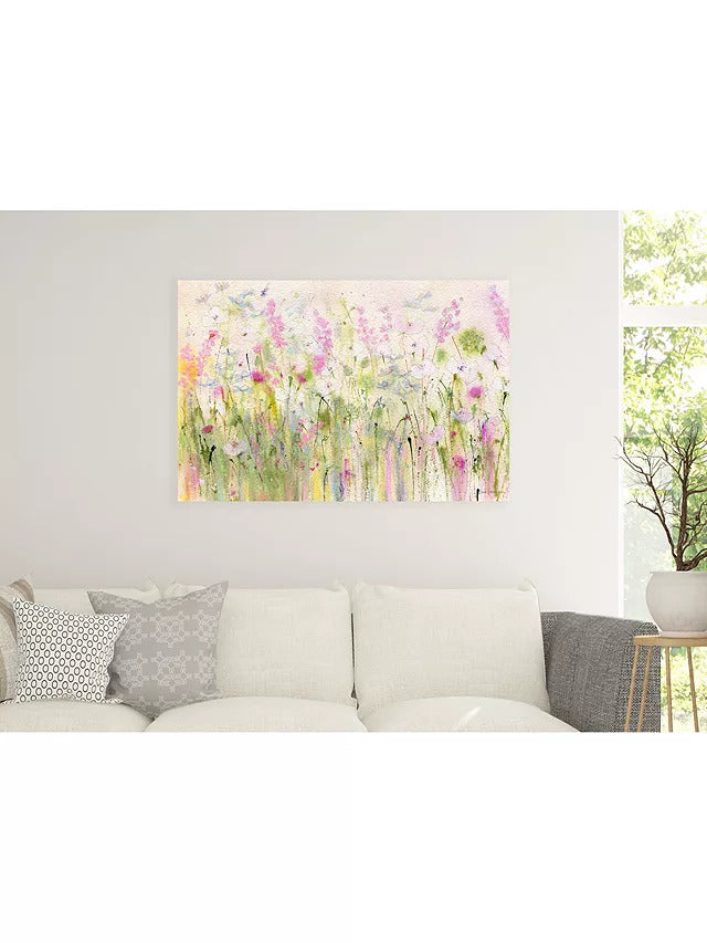 Sue Fenlon Summer Canvas Print 60 x 90cm - Green/Pink - Kazoop 