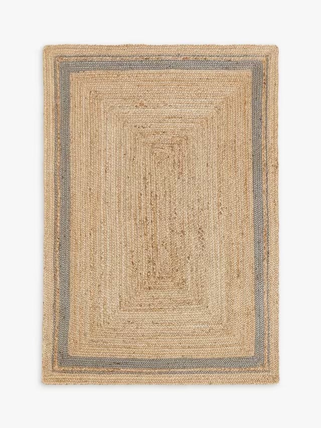 John Lewis Rectangular Hand Woven Jute Border Rug 180 x 120cm - Grey/Natural