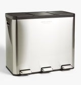 John Lewis 3 Section 60L Recycling Kitchen Waste Pedal Bin - Brushed Steel