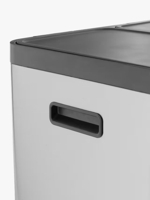 John Lewis 3 Section 60L Recycling Kitchen Waste Pedal Bin - Brushed Steel