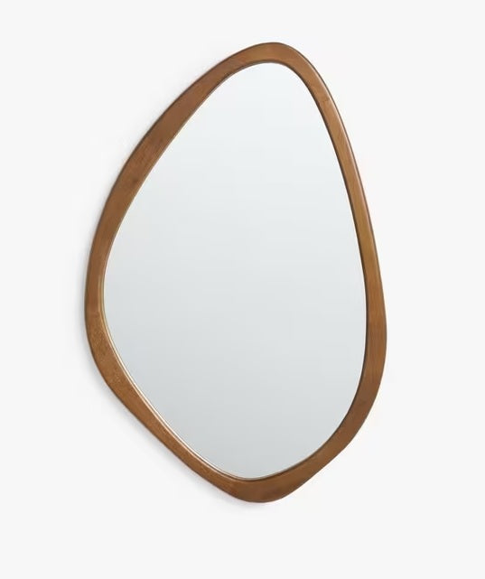 John Lewis Mid Century Decorative Oval Wood Wall Mirror 71 x 47cm - Walnut