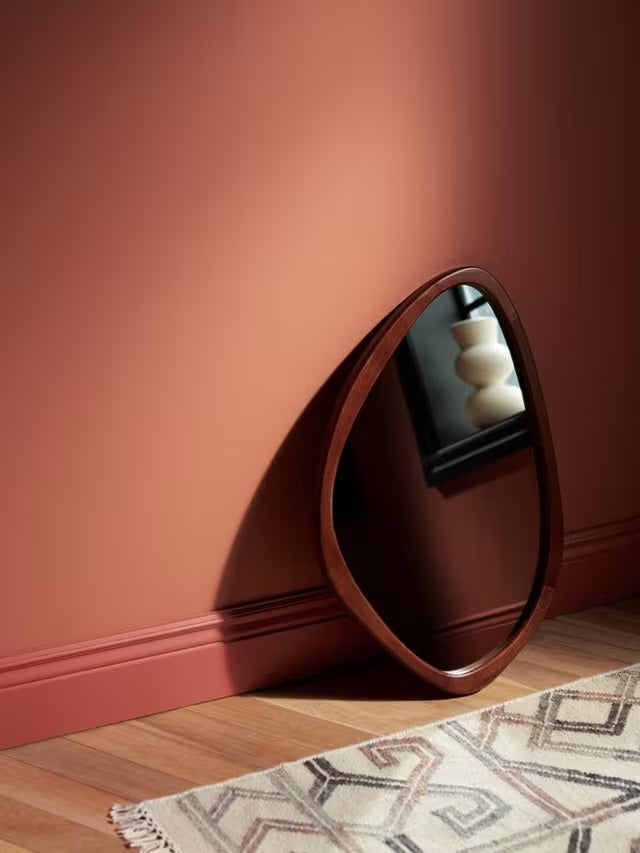 John Lewis Mid Century Decorative Oval Wood Wall Mirror 71 x 47cm - Walnut