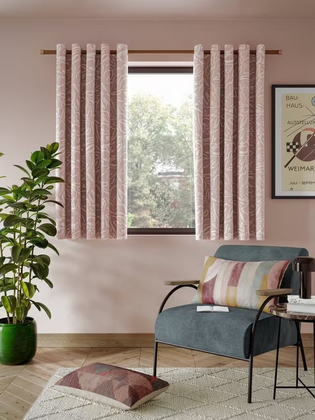 John Lewis Painted Blackout Lined Eyelet Curtains W228 x Drop 137cm - Pink