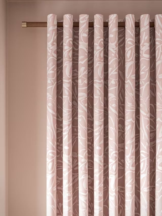 John Lewis Painted Blackout Lined Eyelet Curtains W228 x Drop 137cm - Pink