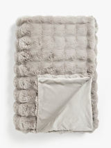 John Lewis Wave Luxury Textured Soft Faux Fur Throw 200 x 150cm - Mocha