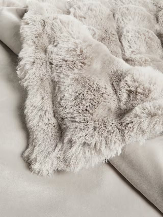 John Lewis Wave Luxury Textured Soft Faux Fur Throw 200 x 150cm - Mocha