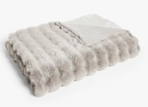 John Lewis Wave Luxury Textured Soft Faux Fur Throw 200 x 150cm - Mocha